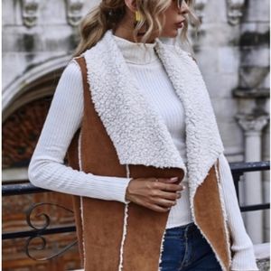 NWT Faux Suede and Sherpa Vest